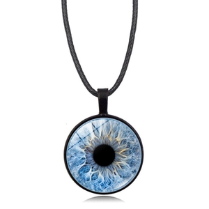 Gothic Dragon Eye Pendant Necklace Alloy Glass Cabochon Iris Pattern Jewelry With Black PU Cord For Men Women Artistic Gifts