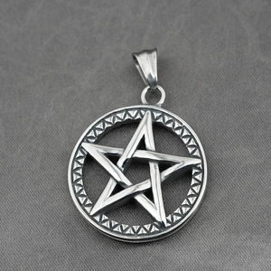 Collier avec pendentif étoile viking en acier inoxydable vintage pour hommes et femmes