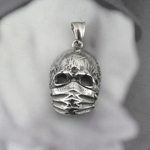 Punk Totenkopf-Maske Anhänger aus Titanstahl für Herren im modischen Hip-Hop-Stil