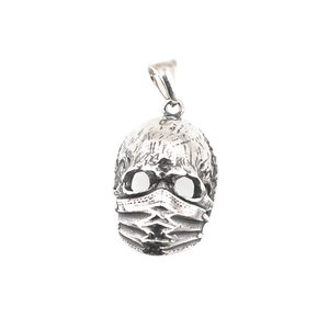 Herren Vintage Titanstahl Totenkopf Maske Anhänger Halskette im Gothic Ästhetik Stil