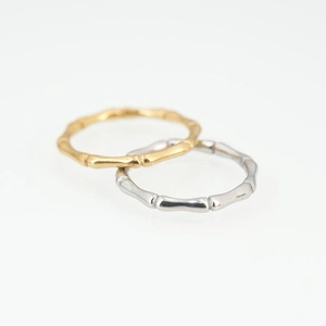 Minimalist Titanium Steel Bamboo Joint Ring For Men Women Electroplated Gold Silver Plated Stainless Steel Band Ring Jewelry