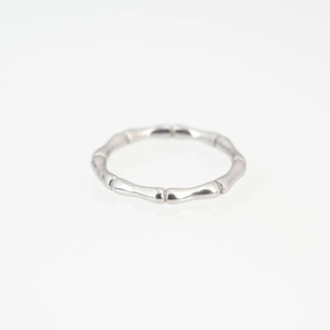 Polished silver stainless steel ring featuring a unique minimalist bamboo joint design