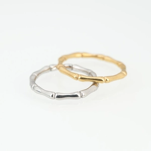 Bamboo style stackable ring set in gold and silver finish for men and women