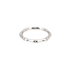 Minimalist silver stainless steel bamboo joint ring with unique segmented nature design