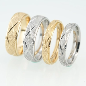 Titanstahl Quilt Ring Für Herren Damen Matte Oberfläche Geometrisches Steppmuster Fingerring Modeschmuck Paar Hochzeitsband