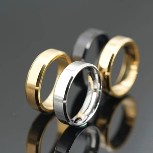 Minimalist Titanium Stainless Steel Ring For Men Women Brushed Beveled Edge Fashion Jewelry Wedding Band Daily Accessories