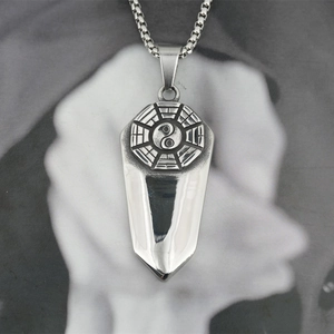 Vintage Titanium Steel Tai Chi Bagua Pendant Necklace Retro Yin Yang Hip Hop Punk Style Jewelry For Men And Women Gift