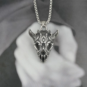 Titanium Steel Retro Gothic Skull Hexagram Monster Pendant Necklace For Men Women Antique Silver Punk Hip Hop Jewelry Gift