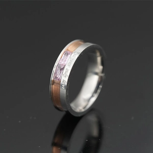Fashion Titanium Steel Two-tone Ring For Men Women Rose Gold Silver Engraved I Am Your Only Love Pink Rhinestone Band Ring