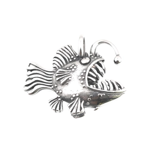 Luminous anglerfish pendant necklace in vintage silver punk style for men and women