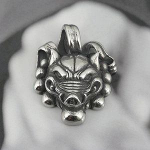 Pendentif tête de sanglier rétro en acier inoxydable pour colliers hip-hop et punk