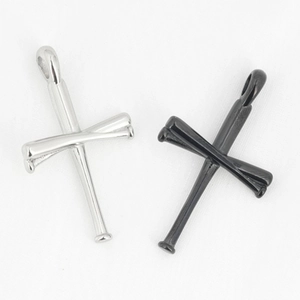 Titanium Steel Baseball Bat Cross Pendant For Men Women Sporty Fashion Jewelry Polished Metal Pendant Without Chain