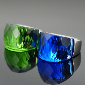 Exaggerated Stainless Steel Large Faceted Rhinestone Ring For Women Men Fashion Jewelry Statement Cocktail Ring Gift