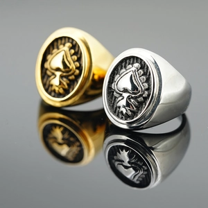 Ace Of Spades Signet Ring For Men Vintage Titanium Steel Heart Embossed Gothic Punk Band Ring For Daily Party Jewelry Gift