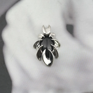 Gothic style titanium steel necklace with a black obsidian stone pendant for men