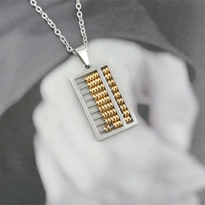 Collier avec pendentif boulier en acier inoxydable pour homme avec perles dorées et argent
