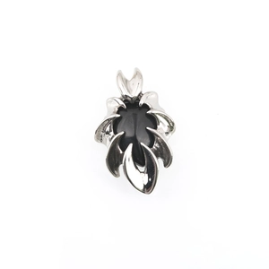 Gothic style silver claw necklace with black obsidian oval stone pendant for men and women
