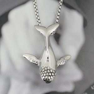 Whale Pendant Necklace Titanium Steel For Men Women Minimalist Silver Animal Jewelry Hip Hop Style Daily Fashion Gift