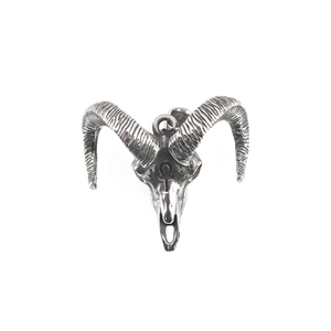 Gothic titanium steel sheep skull pendant necklace with Ankh symbol for men and women