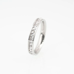 Classic titanium steel eternity ring featuring square-cut sparkling cubic zirconia stones