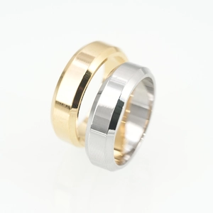 Beveled Edge Titanium Steel Band Ring For Men Women Minimalist Mirror Polished Stainless Steel Gold Silver Jewelry Finger Ring