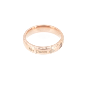 Bague couronne en or rose avec gravure His Queen et zircon clair pour couple