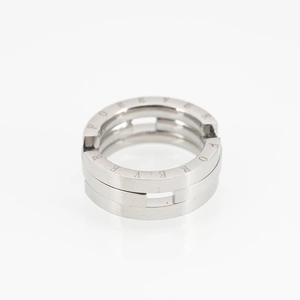 Polished silver titanium steel ring featuring a triple-layer hollow design and Forever engraving