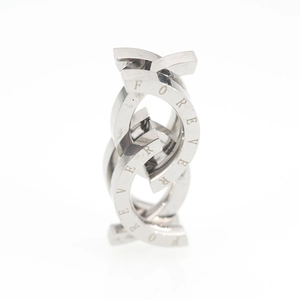Modern silver titanium steel forever engraved interlocking ring pendant for couples