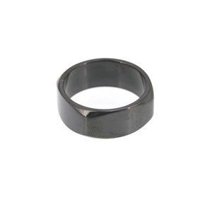 Minimalist black titanium steel ring featuring geometric faceted cut for men and women