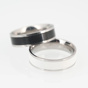 Minimalist Titanium Steel Ceramic Inlay Ring For Men Women Fashion Bold Stainless Steel Band Couple Jewelry Everyday Gift