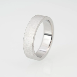 Brushed silver titanium steel ring with polished inner band for men and women
