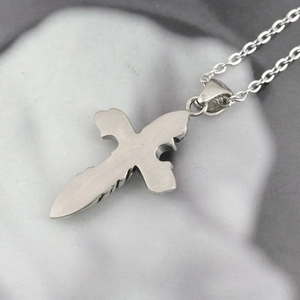 Polished silver titanium steel cross pendant necklace for men and women in gothic style