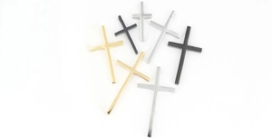 Pendentifs en croix minimalistes en acier inoxydable en finitions or argent et noir
