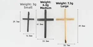 Tableau des tailles avec dimensions des pendentifs croix en titane petits et grands