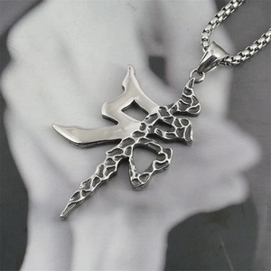 Gothic Titanstahl Chinesische Kunst Anhänger Halskette Für Herren Damen Hip Hop Streetwear Punk Poliert Schmuck