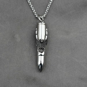 Collier pendentif balle en titane pour homme avec relief d'aigle et chaîne box