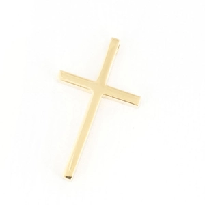Pendentif croix minimaliste en or poli pour homme avec anneau de suspension intégré