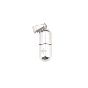 Pendentif capsule pour homme en acier inoxydable argenté avec croix et texte gravé