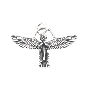 Vintage style titanium steel angel pendant necklace with praying hands and wings