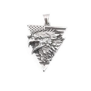Men's titanium steel eagle necklace with American flag shield pendant and retro finish