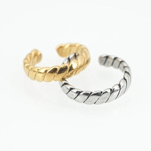 Classic twisted rope stainless steel ring set in gold and silver finish for couples