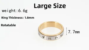 Détail de bague rotative en acier titane avec largeur 7,7mm et poids de 6,6g