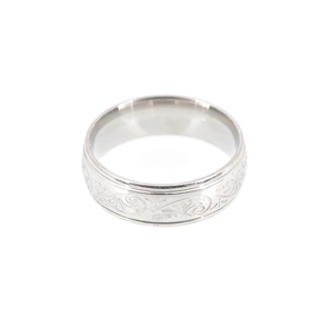 Fashionable titanium steel ring for men featuring detailed vintage floral carvings