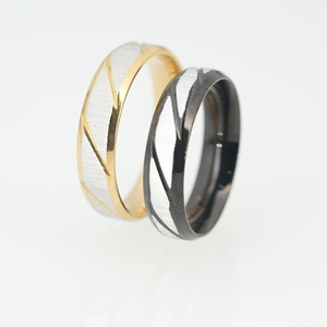 Minimalist Titanium Steel Ring Brushed Diagonal Grooved Band Ring For Men Women Fashion Industrial Style Jewelry Accessories