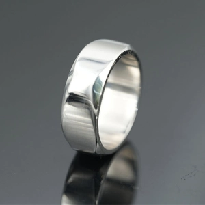 Polished stainless steel minimalist ring for men and women with silver mirror finish