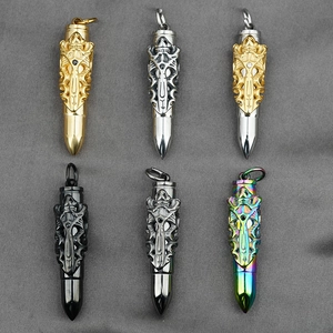 Titanium Steel Bullet Cremation Urn Pendant Necklace For Men Women Dragon Pattern Gothic Embossed Memorial Jewelry Gift