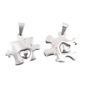 Set di collane puzzle a cuore per coppie in acciaio inossidabile con scritta Just For You