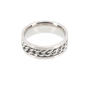 Men's titanium steel rotating chain ring in punk style with silver finish