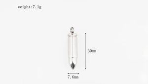 Detailed dimensions of bullet-shaped titanium steel pendant for memorial necklace