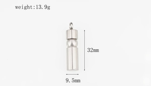 Detailed size specifications of the stainless steel cylindrical pendant 32mm by 9.5mm